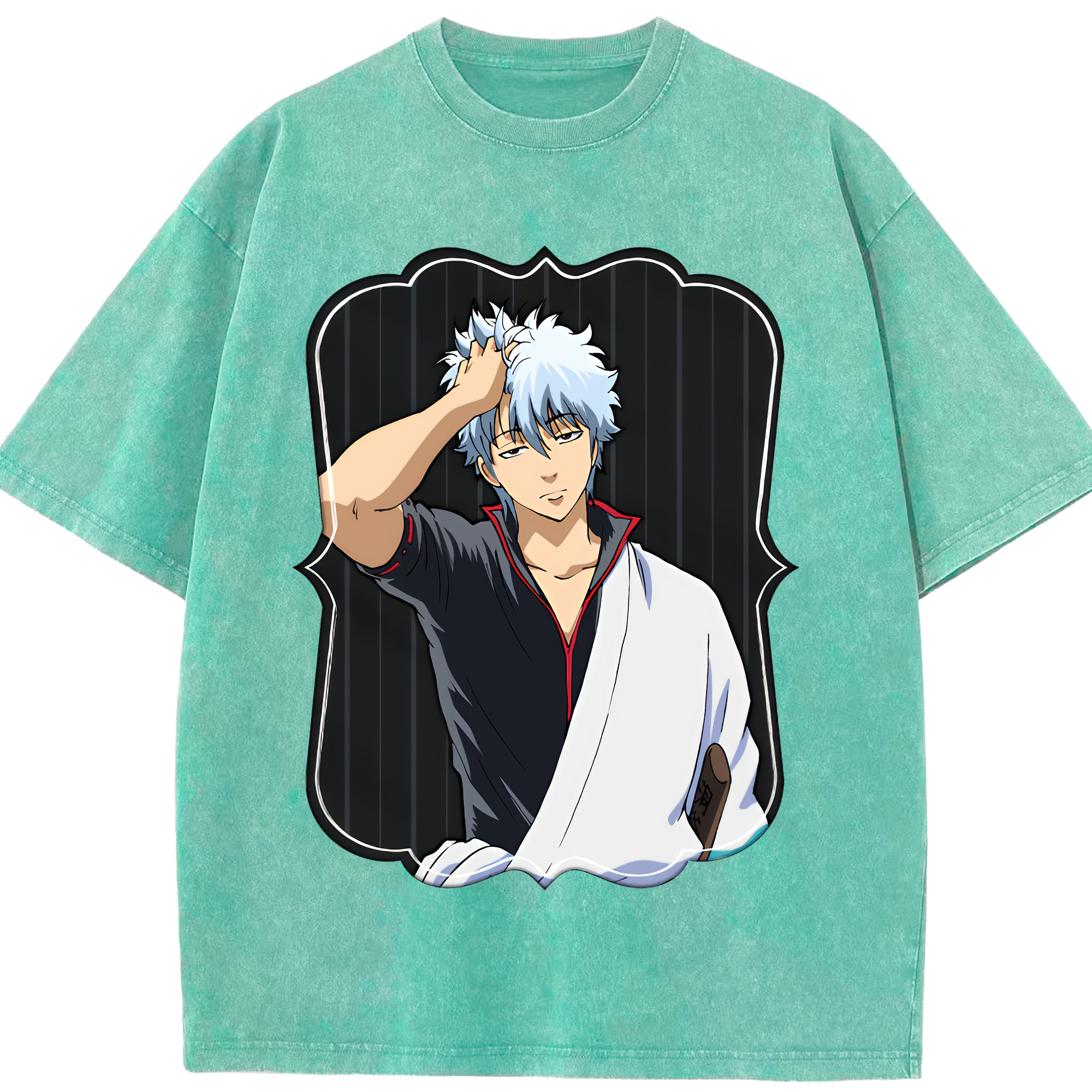 （画像用） ぎんたま 坂田銀時（さかたぎんとき） 神楽 志村新八（しむら しんぱち） GINTAMA Sakata Gintoki Kagura Shimura Shinpachi 綿100% ヴィンテージ風 半袖Tシャツ（フロントプリント）